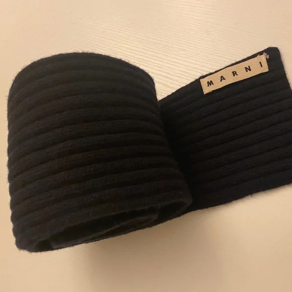 Marni Men's Vintage Braided Cable Knit Scarf Navy Blue O/S - Picture 4 of 7